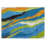Machine Washable Indoor/ Outdoor Abstract Contemporary Chantille Rug