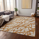 Machine Washable Indoor/ Outdoor Abstract Contemporary Chantille Rug