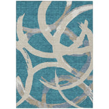 Machine Washable Indoor/ Outdoor Abstract Contemporary Chantille Rug