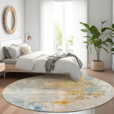 Machine Washable Indoor/ Outdoor Abstract Contemporary Chantille Rug