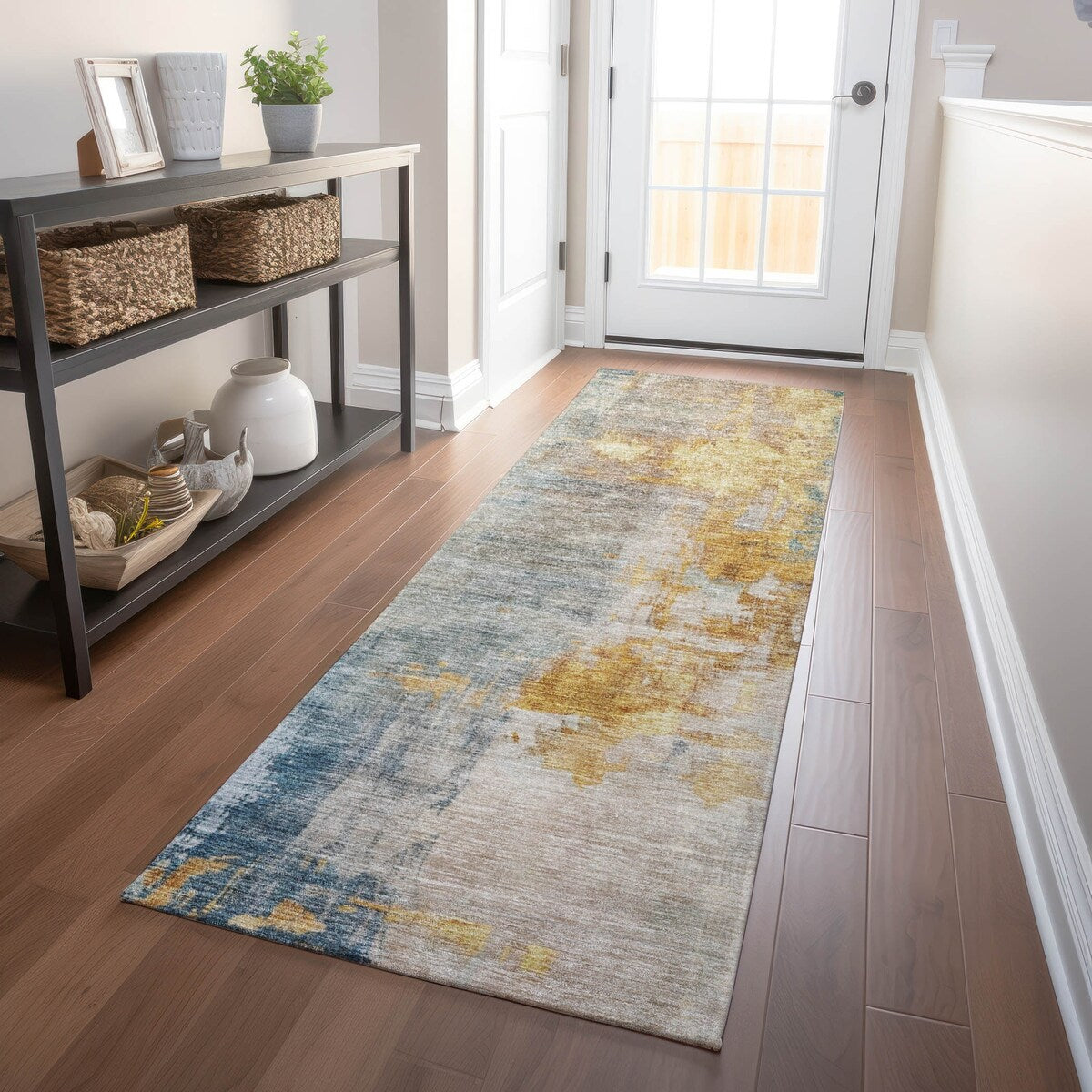Machine Washable Indoor/ Outdoor Abstract Contemporary Chantille Rug