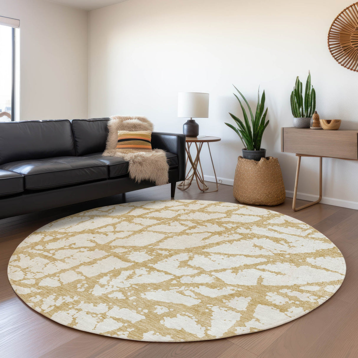 Machine Washable Indoor/ Outdoor Abstract Contemporary Chantille Rug