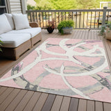 Machine Washable Indoor/ Outdoor Abstract Contemporary Chantille Rug