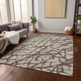 Machine Washable Indoor/ Outdoor Abstract Contemporary Chantille Rug