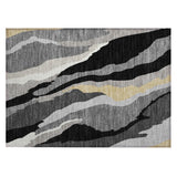 Machine Washable Indoor/ Outdoor Abstract Contemporary Chantille Rug