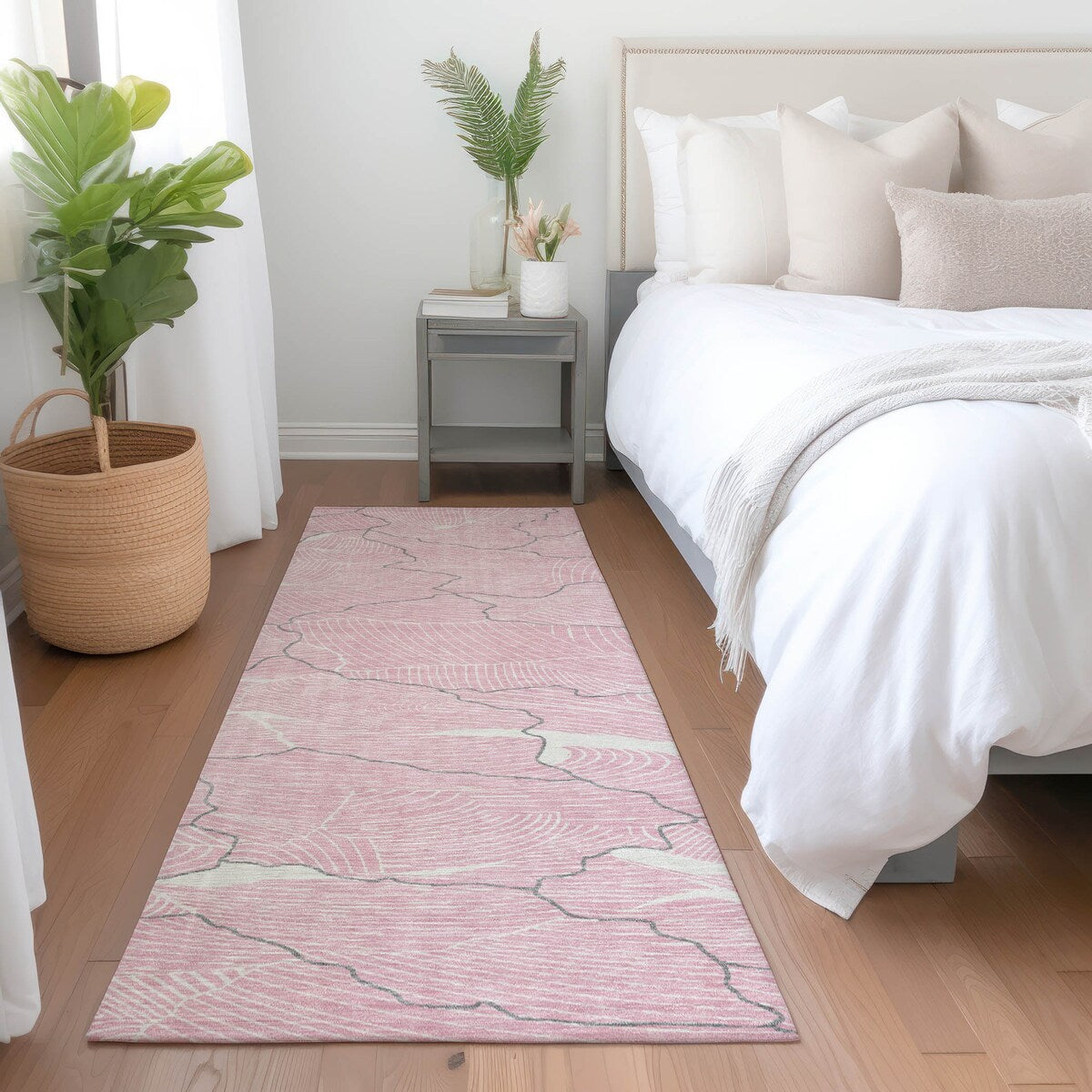 Machine Washable Indoor/ Outdoor Abstract Crackle Chantille Rug