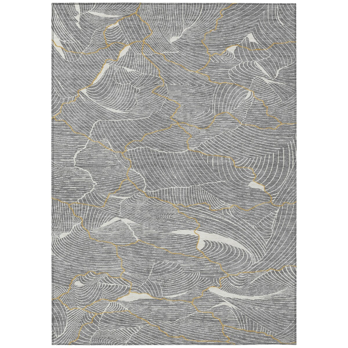 Machine Washable Indoor/ Outdoor Abstract Crackle Chantille Rug
