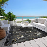 Machine Washable Indoor/ Outdoor Abstract Crackle Chantille Rug