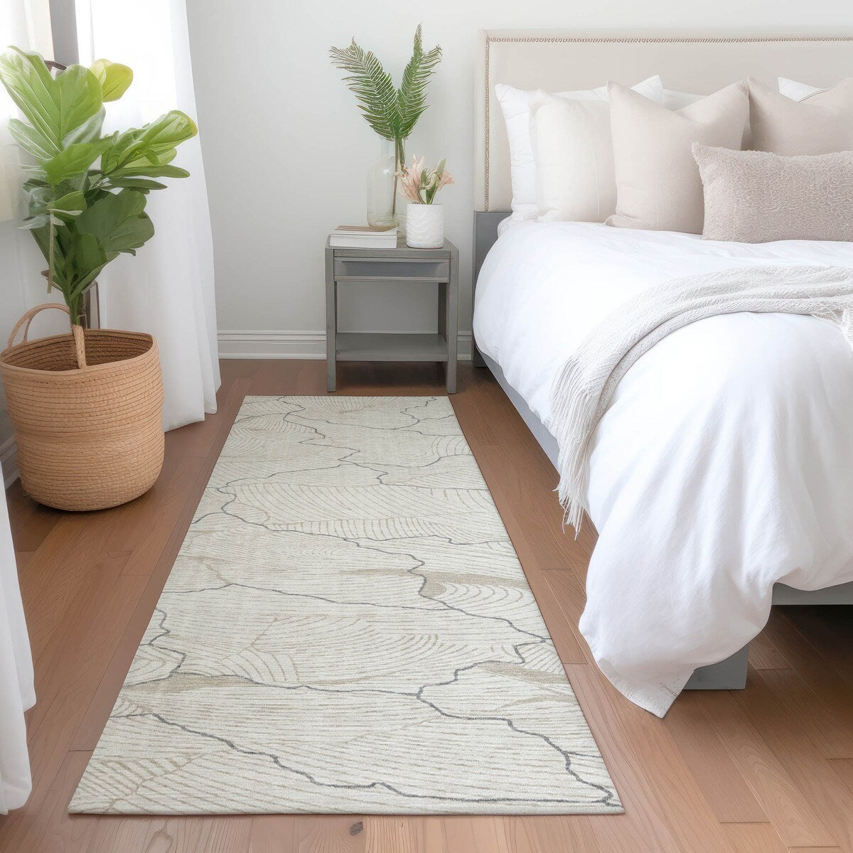Machine Washable Indoor/ Outdoor Abstract Crackle Chantille Rug