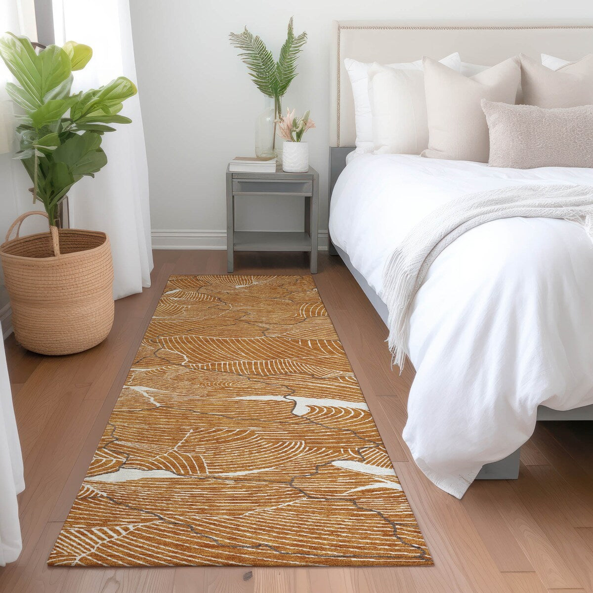 Machine Washable Indoor/ Outdoor Abstract Crackle Chantille Rug