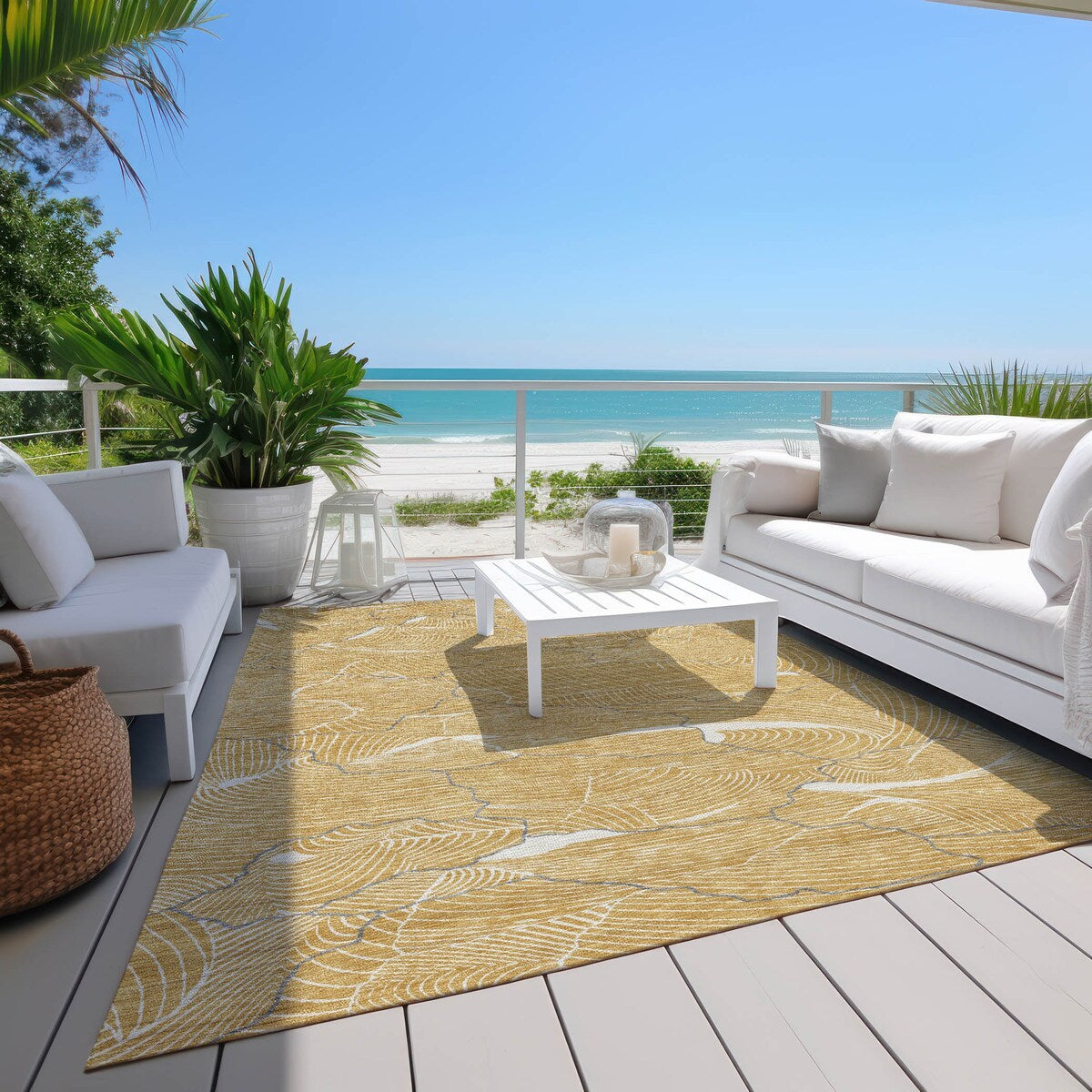 Machine Washable Indoor/ Outdoor Abstract Crackle Chantille Rug