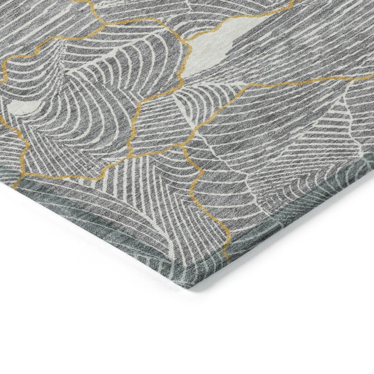 Machine Washable Indoor/ Outdoor Abstract Crackle Chantille Rug