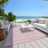 Machine Washable Indoor/ Outdoor Abstract Crackle Chantille Rug
