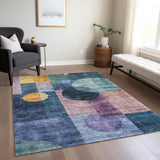 Machine Washable Indoor/ Outdoor Abstract Geo Chantille Rug