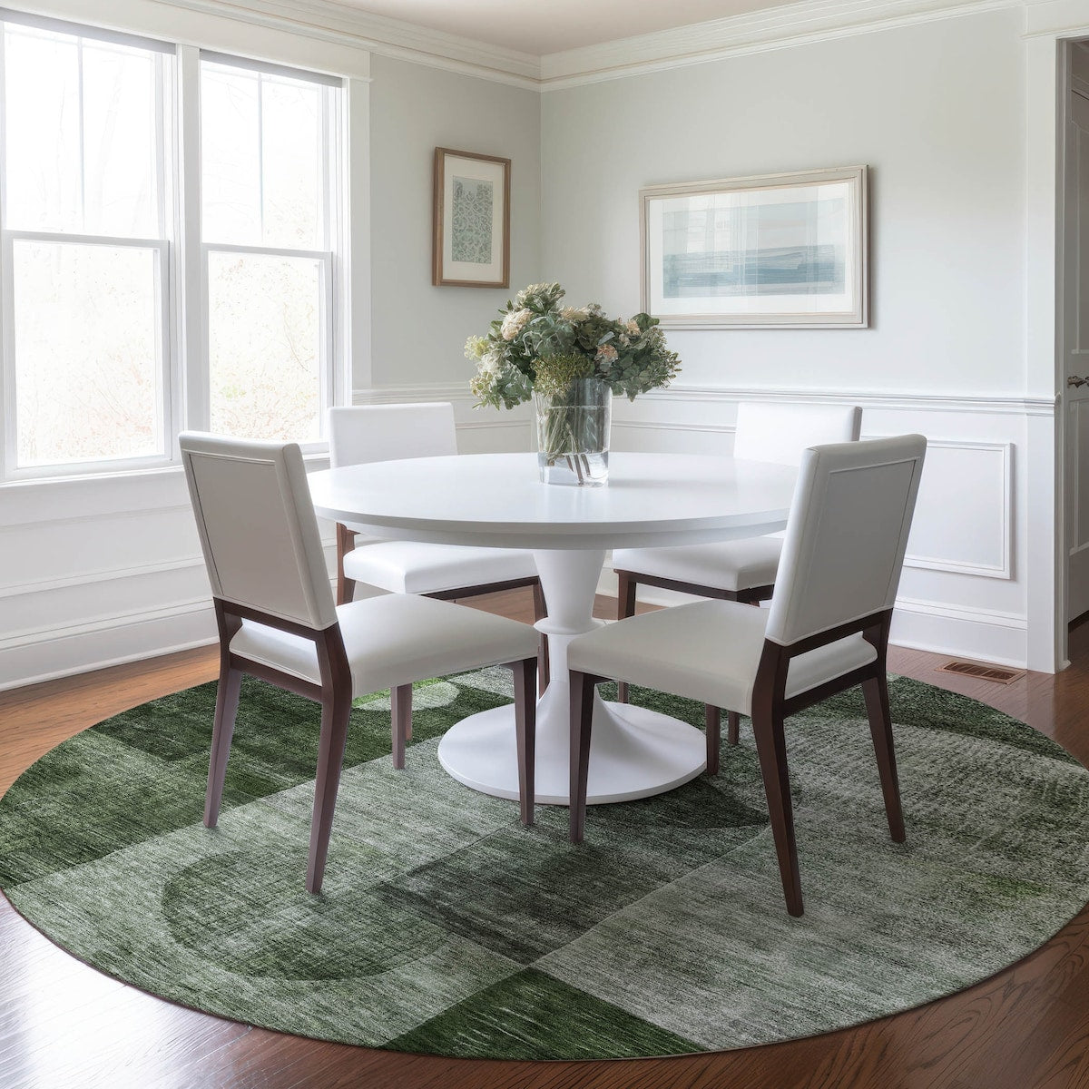 Machine Washable Indoor/ Outdoor Abstract Geo Chantille Rug
