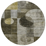 Machine Washable Indoor/ Outdoor Abstract Geo Chantille Rug