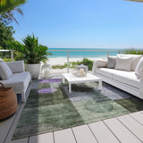 Machine Washable Indoor/ Outdoor Abstract Geo Chantille Rug