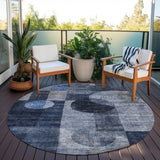 Machine Washable Indoor/ Outdoor Abstract Geo Chantille Rug