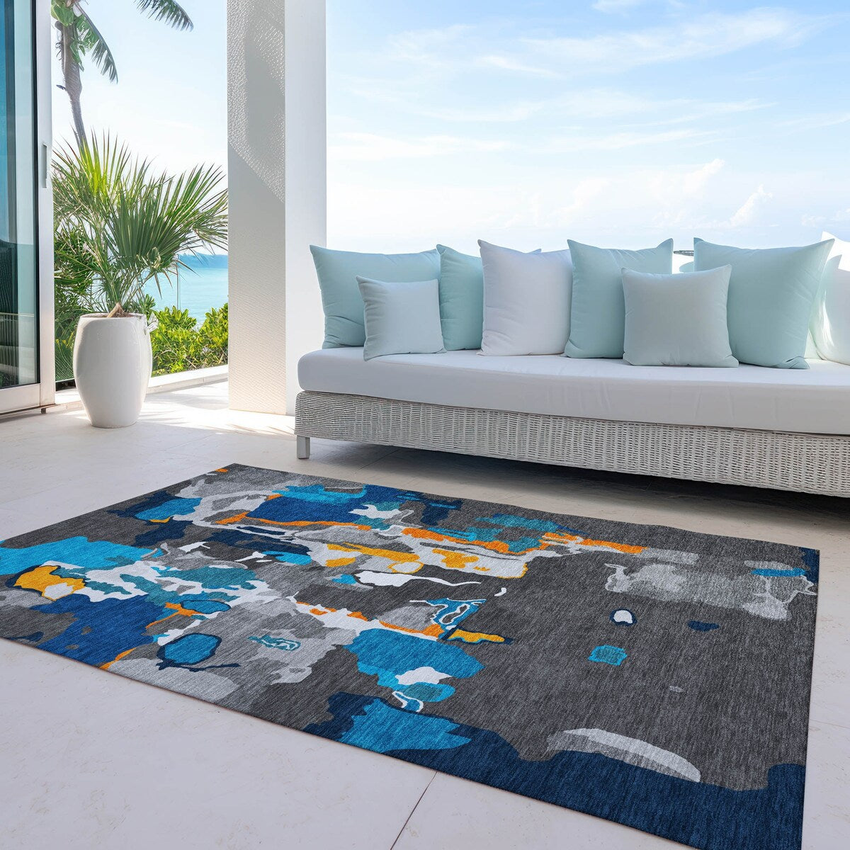 Machine Washable Indoor/ Outdoor Abstract Glam Chantille Rug