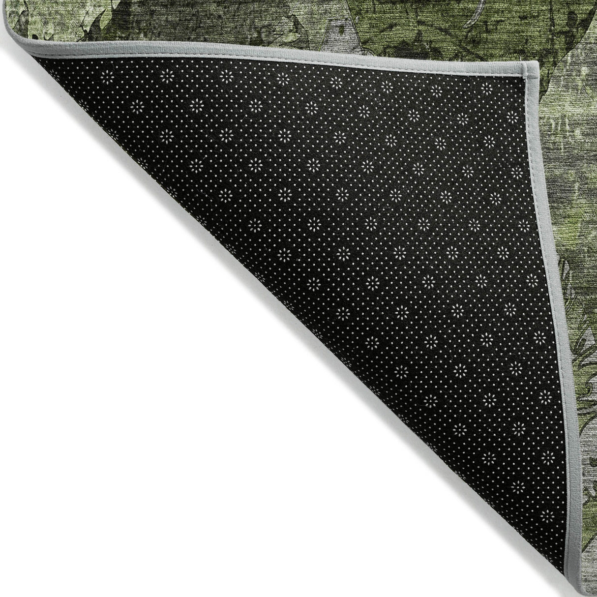 Machine Washable Indoor/ Outdoor Abstract Leaves Chantille Rug
