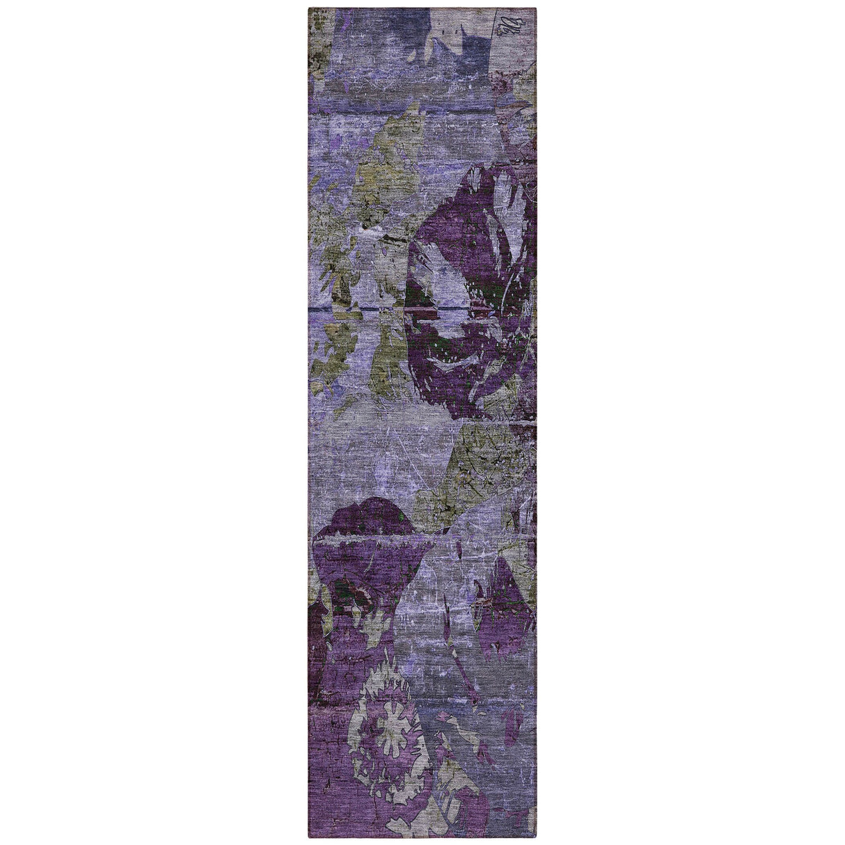 Machine Washable Indoor/ Outdoor Abstract Leaves Chantille Rug