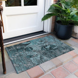 Machine Washable Indoor/ Outdoor Abstract Leaves Chantille Rug
