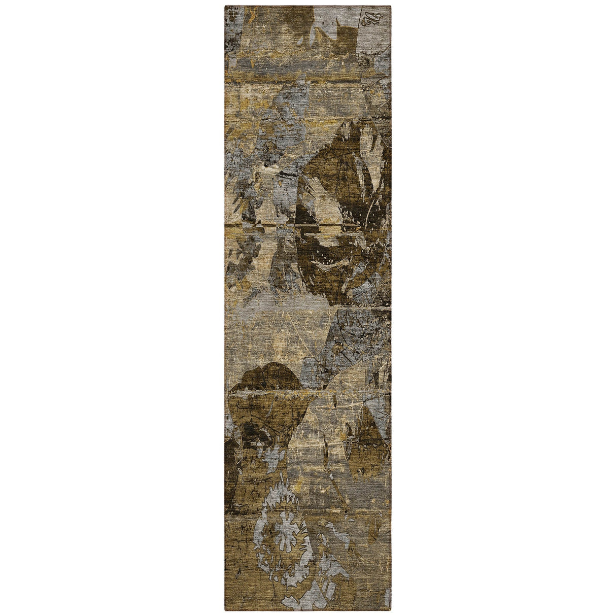 Machine Washable Indoor/ Outdoor Abstract Leaves Chantille Rug