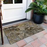 Machine Washable Indoor/ Outdoor Abstract Leaves Chantille Rug