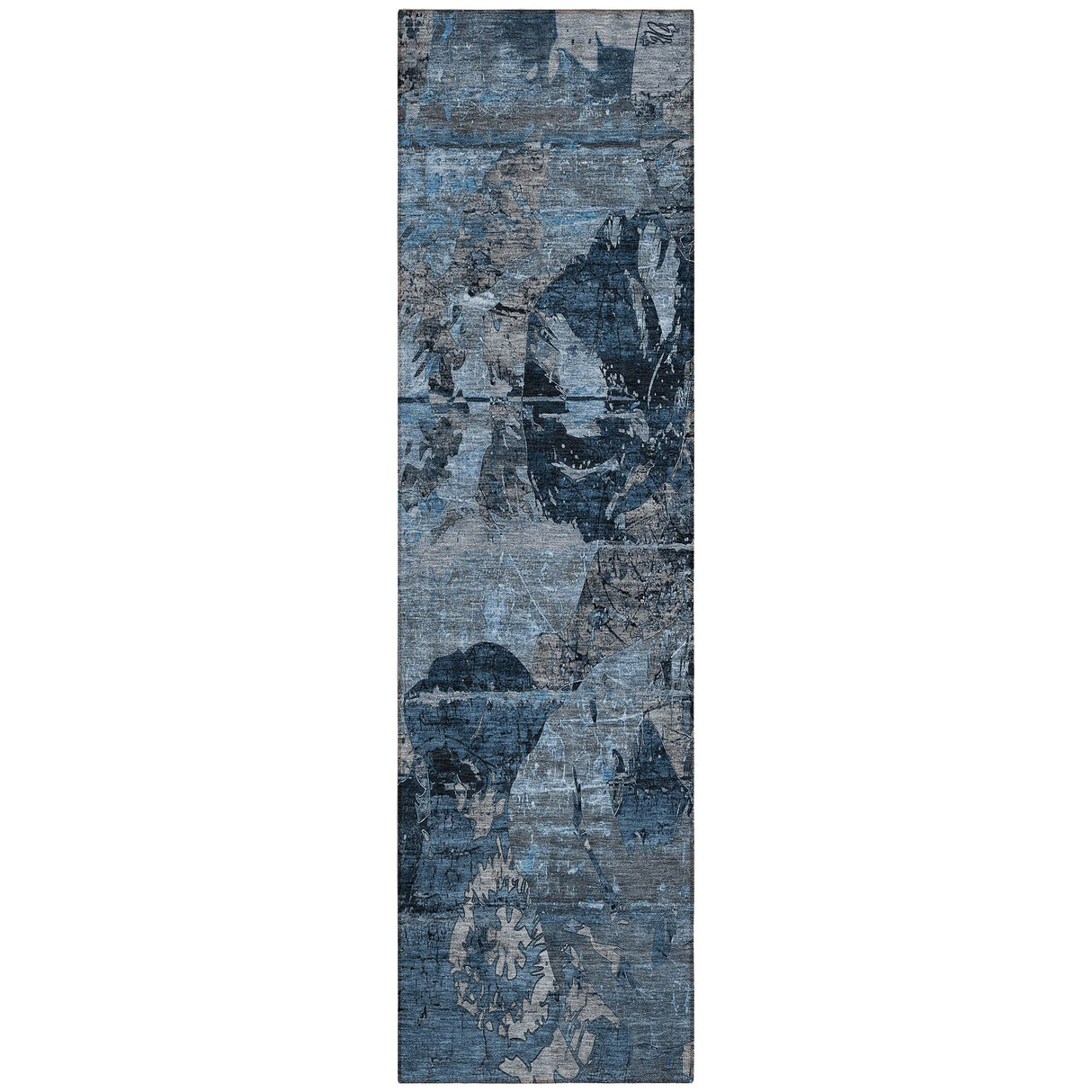 Machine Washable Indoor/ Outdoor Abstract Leaves Chantille Rug