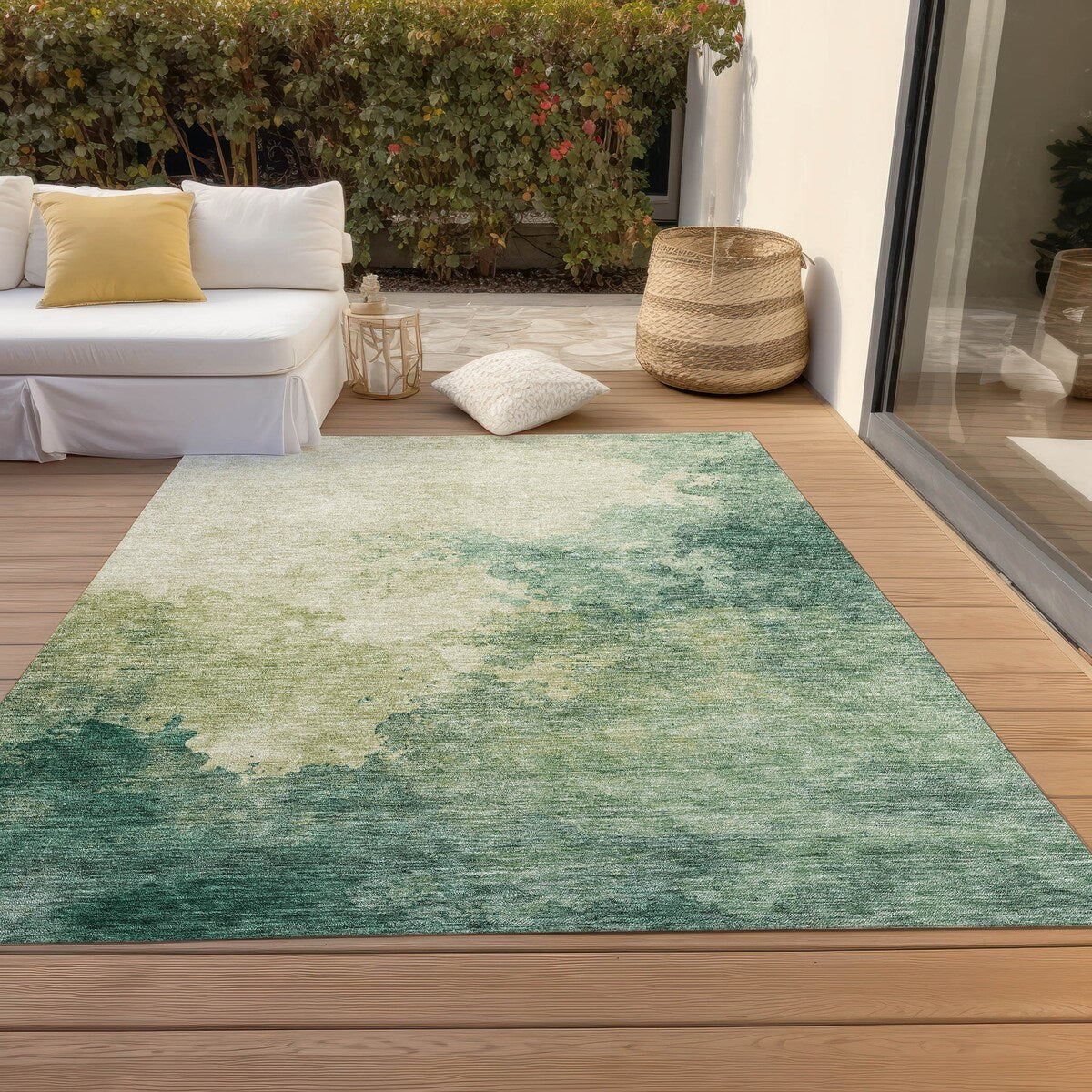 Machine Washable Indoor/ Outdoor Abstract Modern Chantille Rug