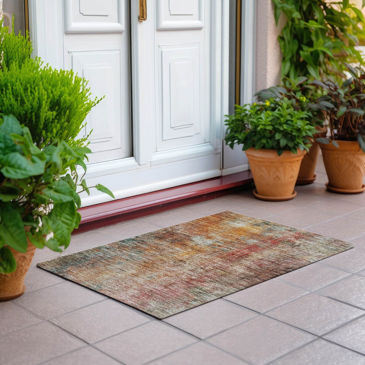Machine Washable Indoor/ Outdoor Abstract Modern Chantille Rug