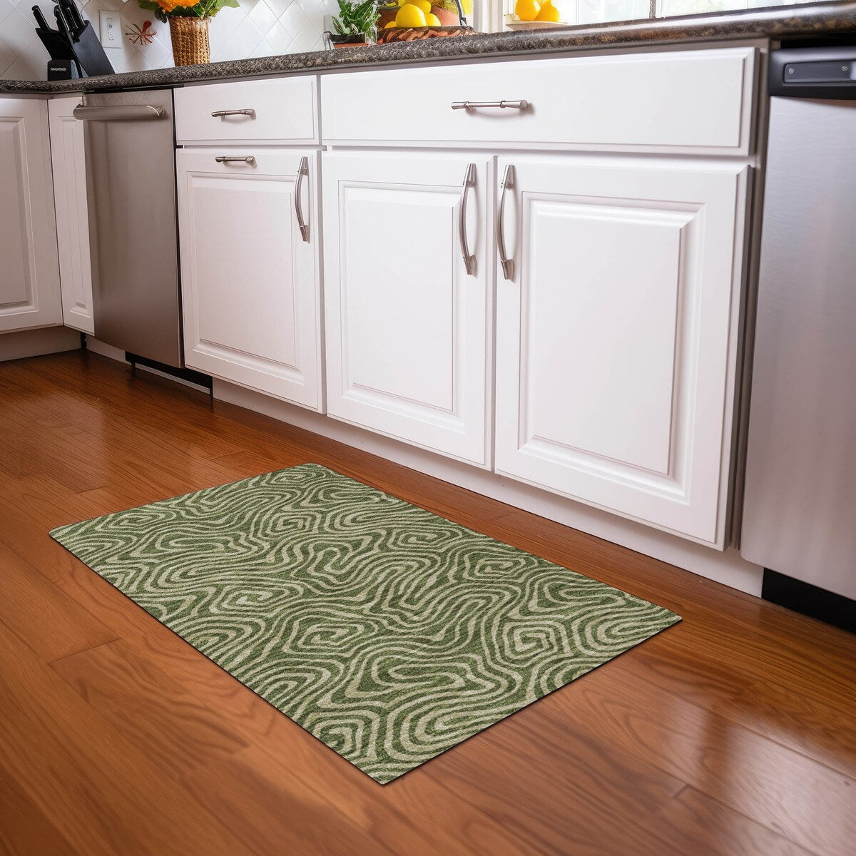 Machine Washable Indoor/ Outdoor Abstract Modern Chantille Rug