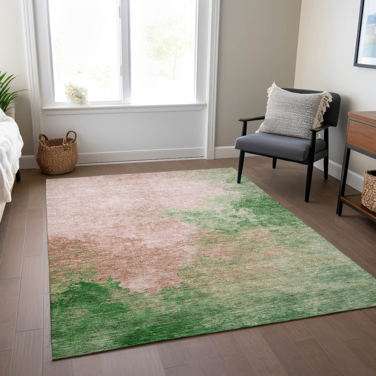 Machine Washable Indoor/ Outdoor Abstract Modern Chantille Rug