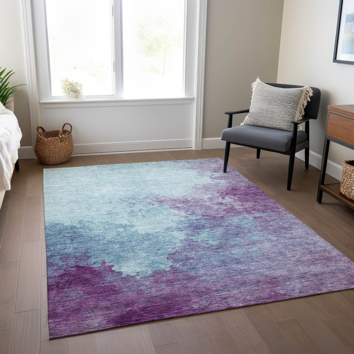 Machine Washable Indoor/ Outdoor Abstract Modern Chantille Rug