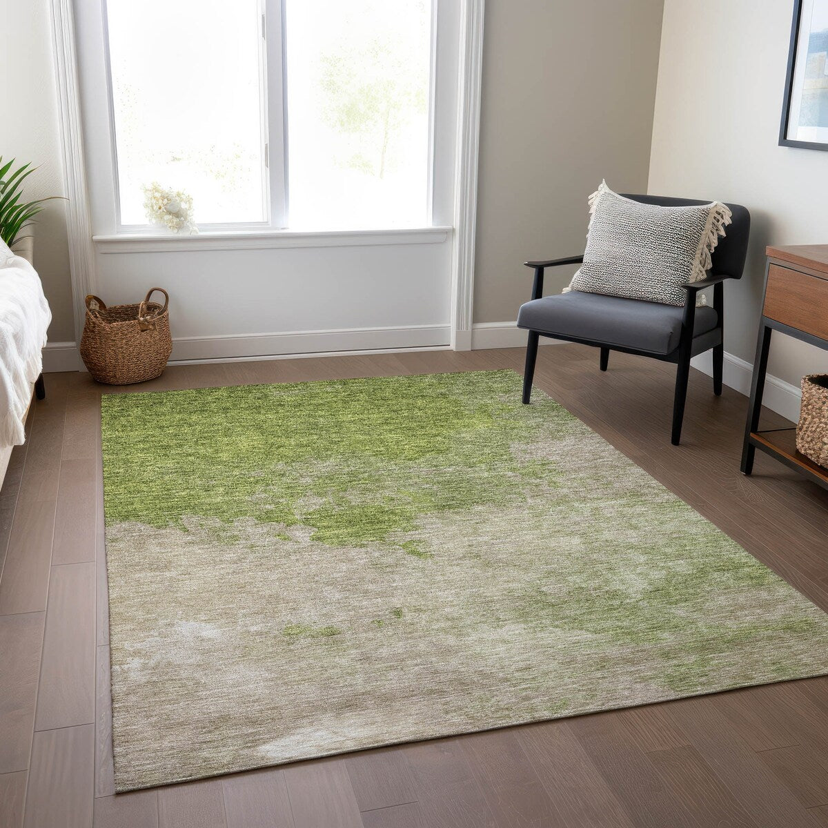 Machine Washable Indoor/ Outdoor Abstract Modern Chantille Rug
