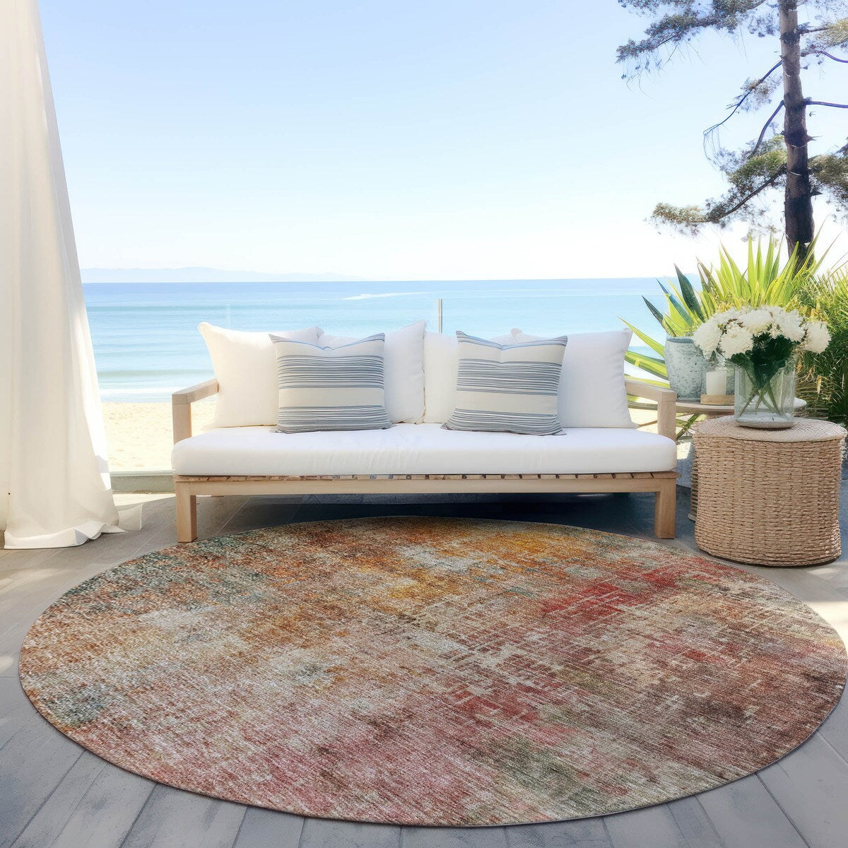Machine Washable Indoor/ Outdoor Abstract Modern Chantille Rug