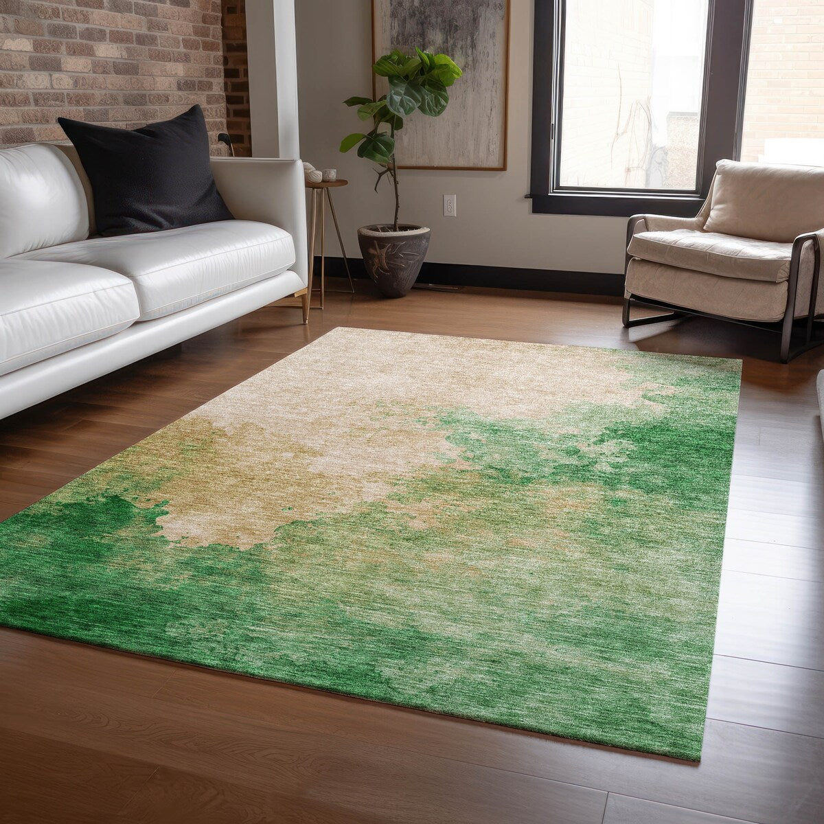 Machine Washable Indoor/ Outdoor Abstract Modern Chantille Rug