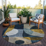 Machine Washable Indoor/ Outdoor Abstract Modern Chantille Rug