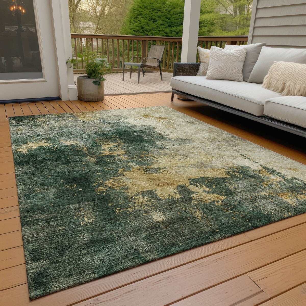 Machine Washable Indoor/ Outdoor Abstract Modern Chantille Rug