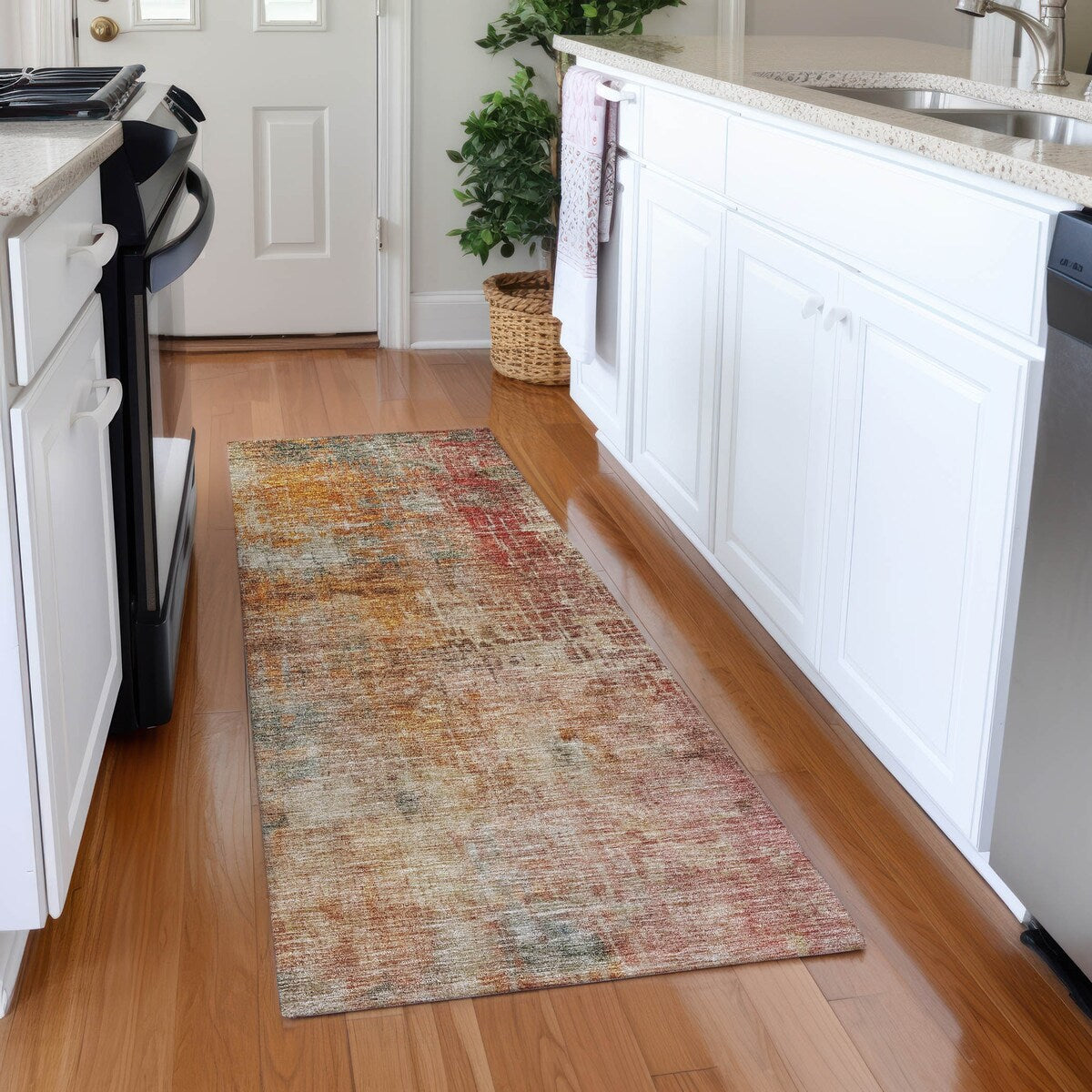 Machine Washable Indoor/ Outdoor Abstract Modern Chantille Rug