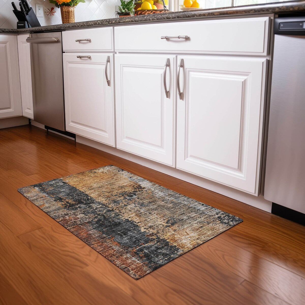 Machine Washable Indoor/ Outdoor Abstract Modern Chantille Rug