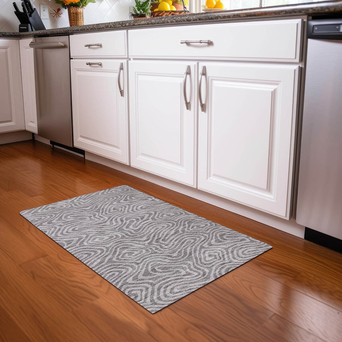 Machine Washable Indoor/ Outdoor Abstract Modern Chantille Rug