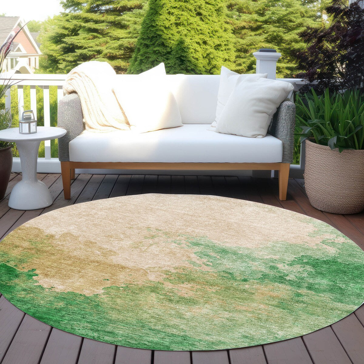 Machine Washable Indoor/ Outdoor Abstract Modern Chantille Rug