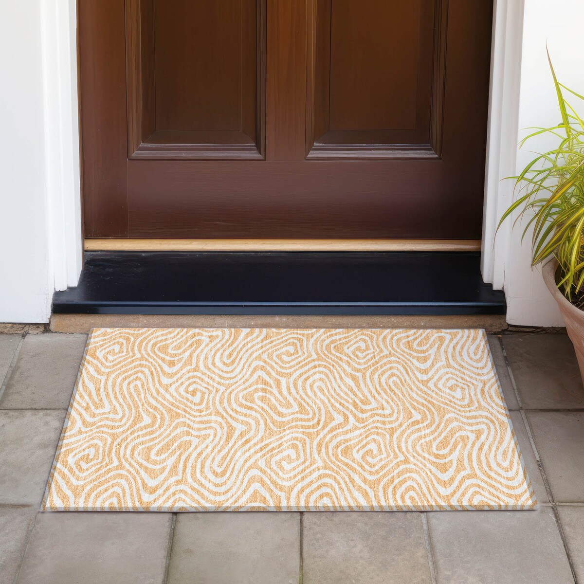 Machine Washable Indoor/ Outdoor Abstract Modern Chantille Rug