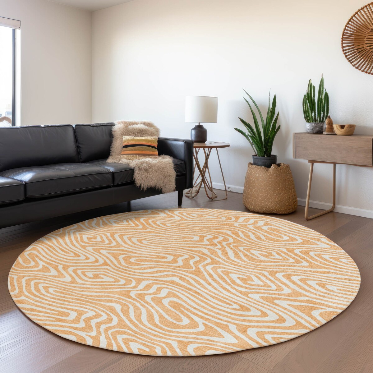 Machine Washable Indoor/ Outdoor Abstract Modern Chantille Rug