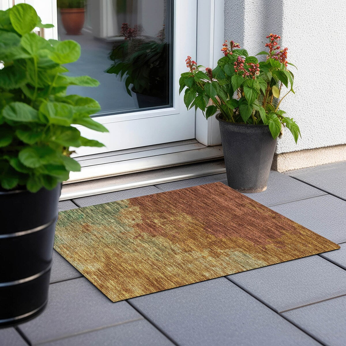 Machine Washable Indoor/ Outdoor Abstract Modern Chantille Rug