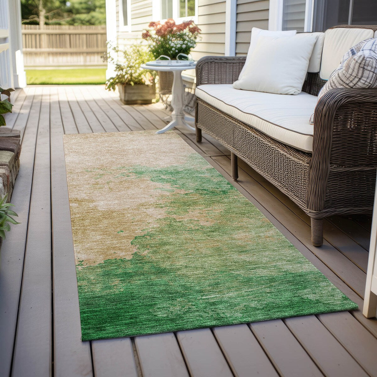 Machine Washable Indoor/ Outdoor Abstract Modern Chantille Rug