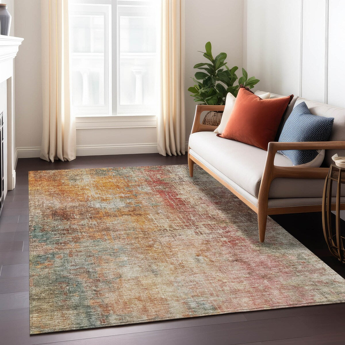 Machine Washable Indoor/ Outdoor Abstract Modern Chantille Rug
