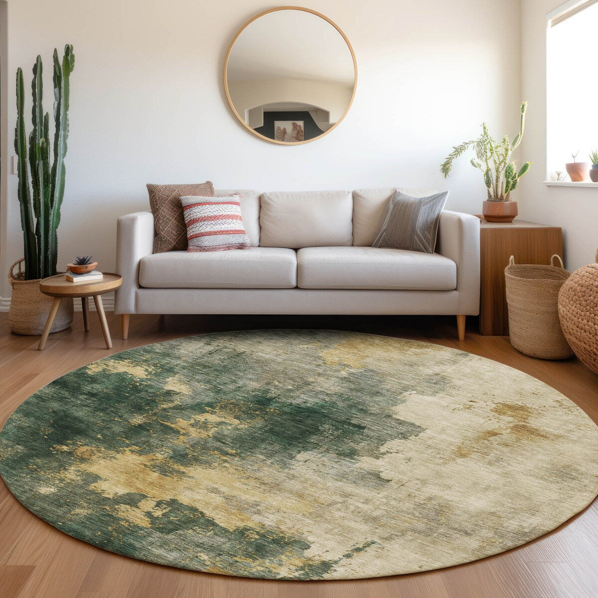 Machine Washable Indoor/ Outdoor Abstract Modern Chantille Rug