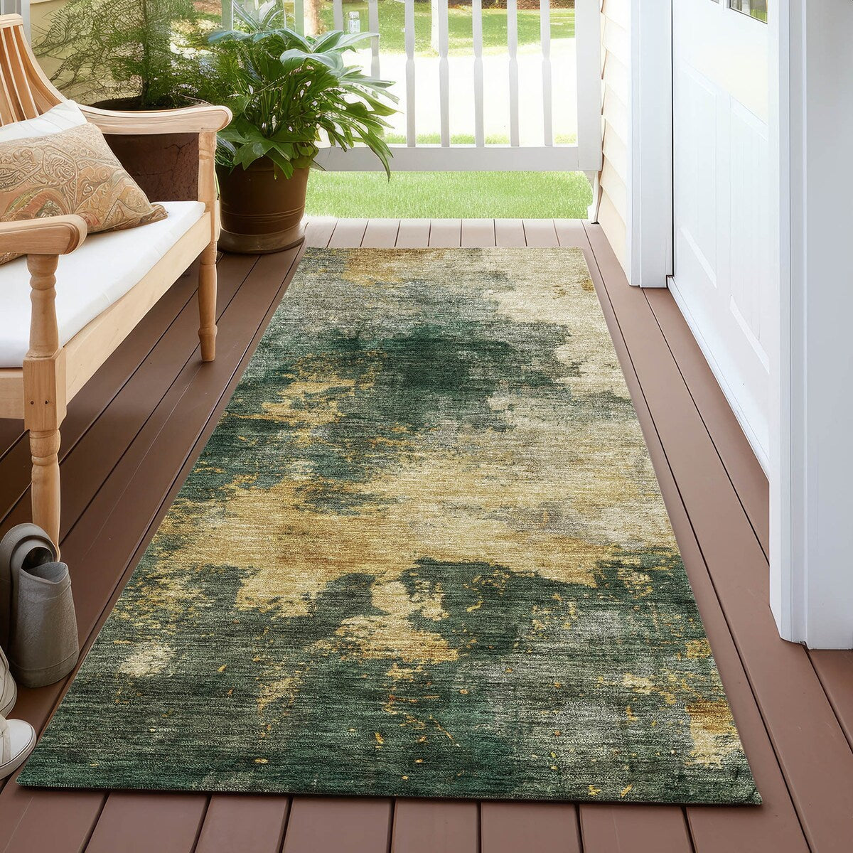 Machine Washable Indoor/ Outdoor Abstract Modern Chantille Rug